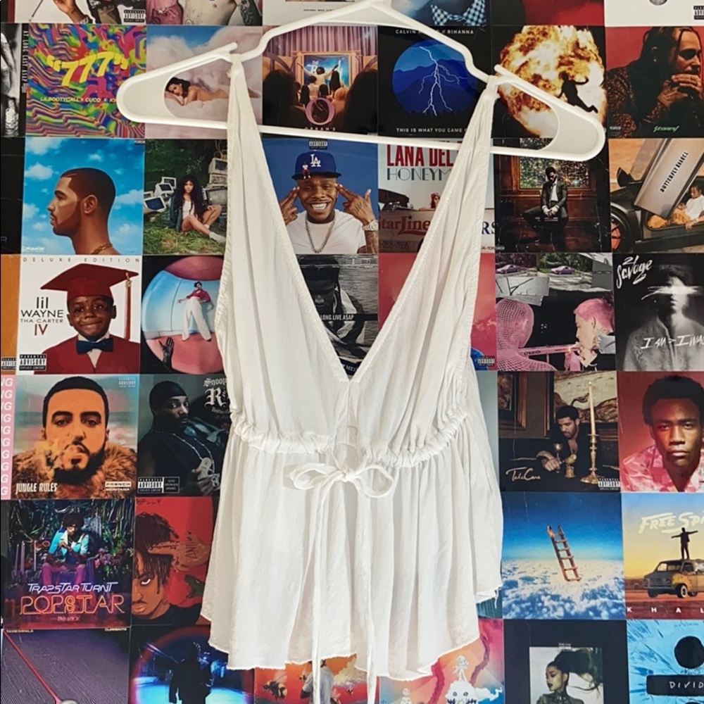 Brandy Melville sheer white flowy tank top